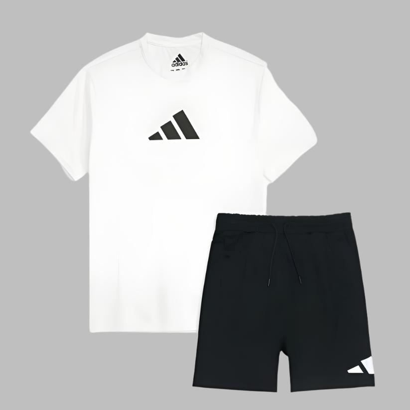 ADIDAS Premium Lycra Dri-fit Twin Set (White&Black)