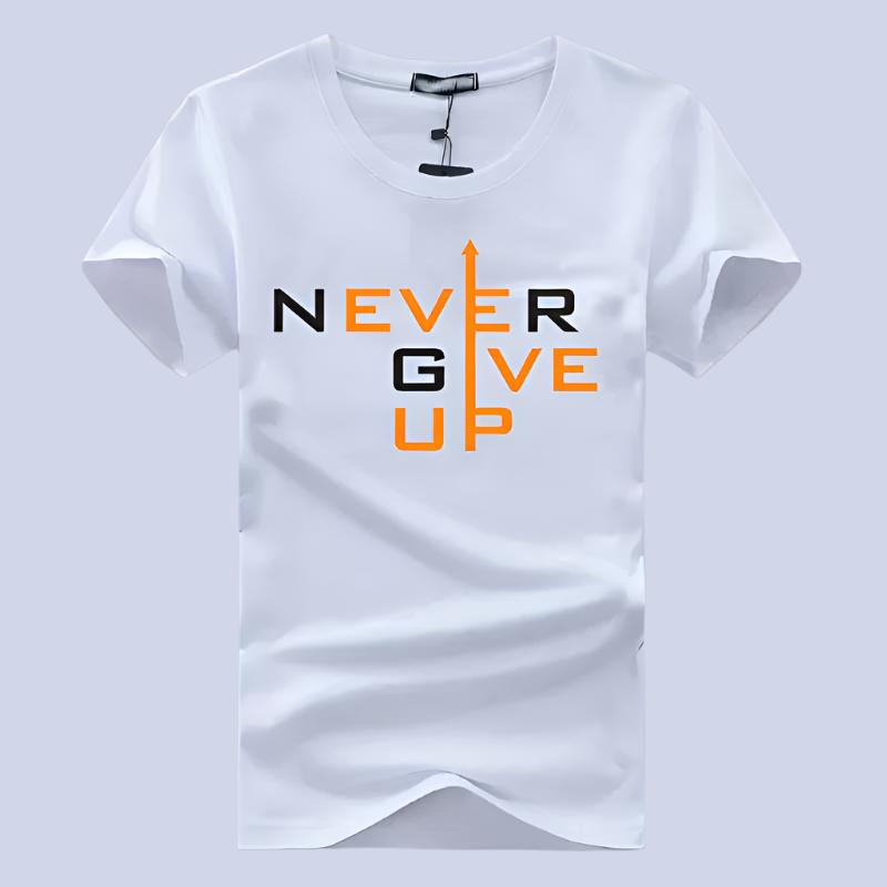 Never Give UP Printed Round Neck UniSex T-Shirt