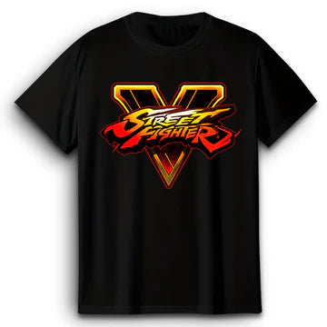 Street Fighter V Logo Printed Black T-Shirt