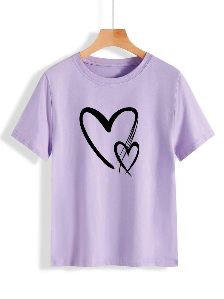 Double Heart Printed Round Neck UniSex T-Shirt