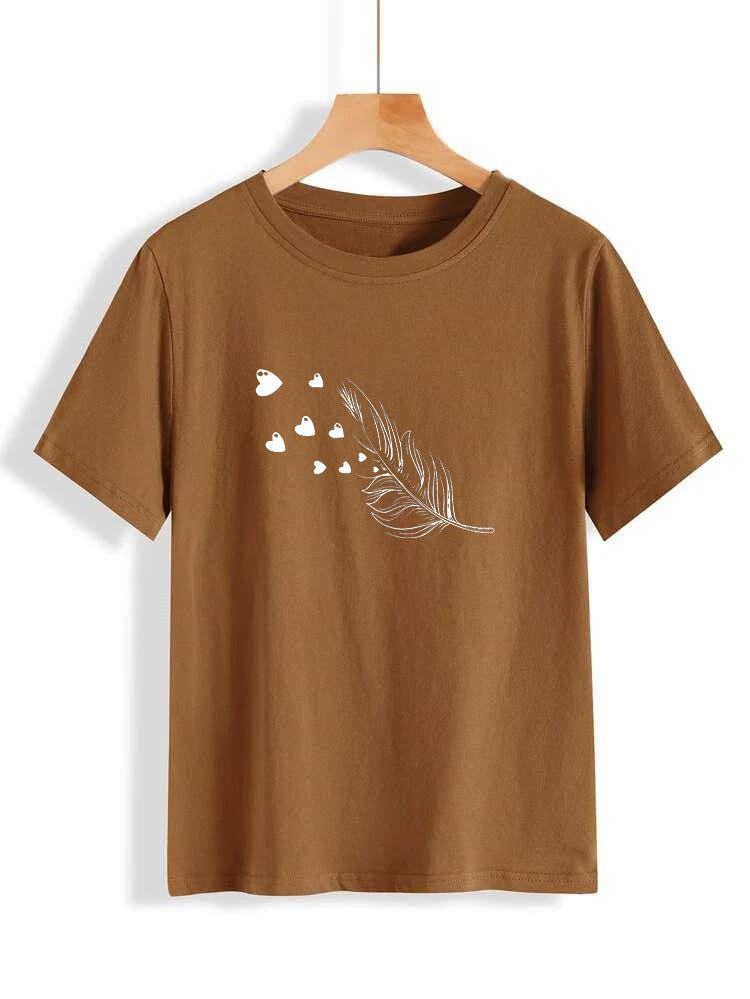 Leaf Sketch Printed Round Neck UniSex T-Shirt