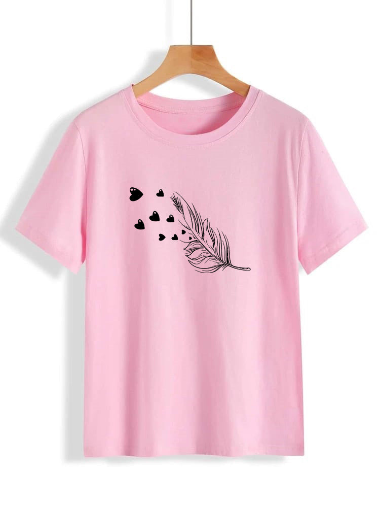 Leaf Sketch Printed Round Neck UniSex T-Shirt