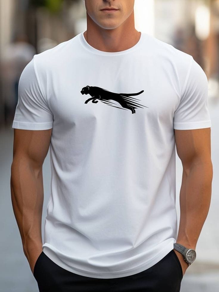 Trendy Leopard Pattern Print Men's Comfy T-shirt